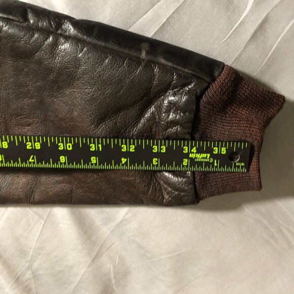 Lands' End Men's Leather Bomber Jacket Large Tall Full Zip Brown Collared - Picture 8 of 16